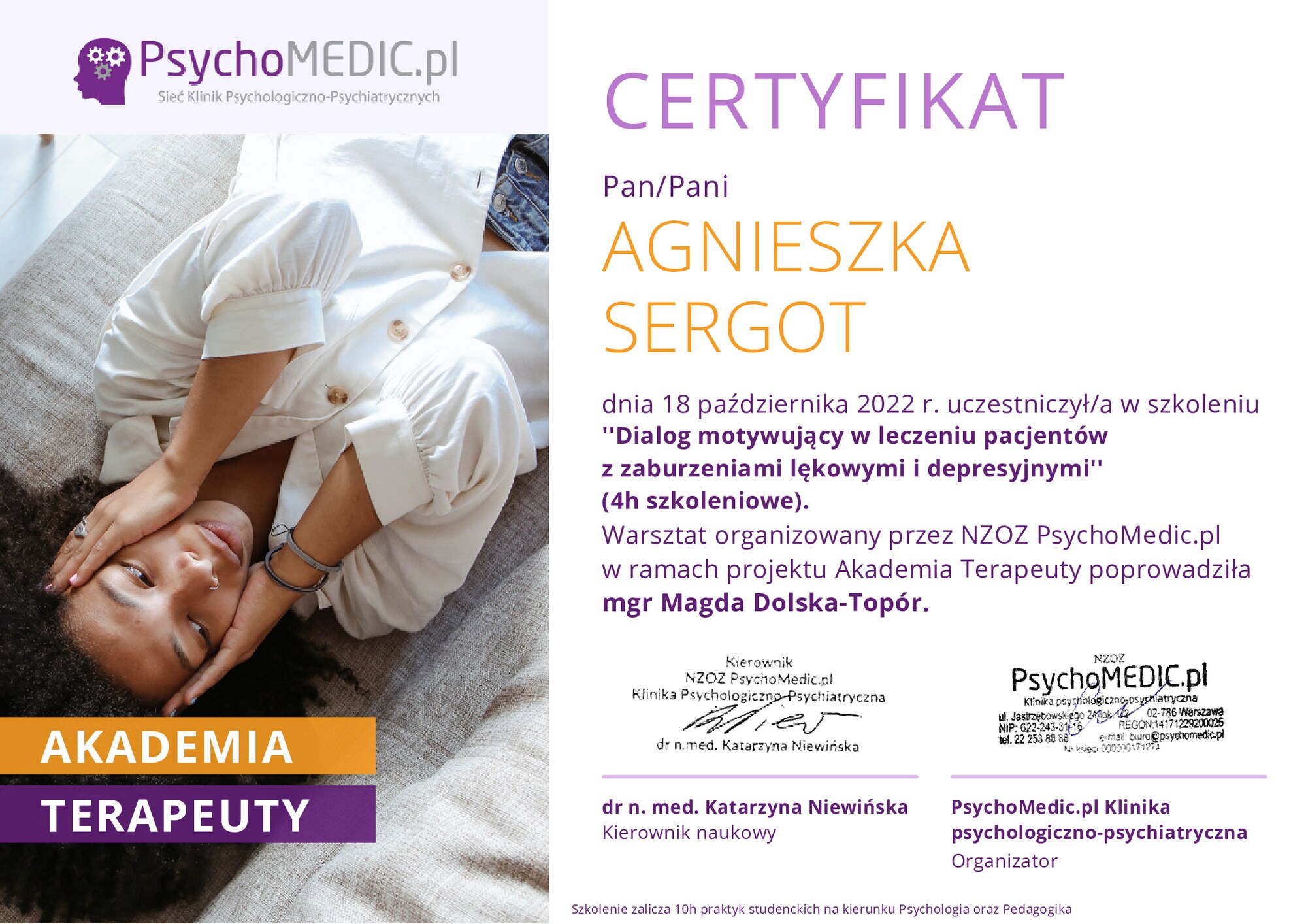 Certyfikat: Dialog motywujący