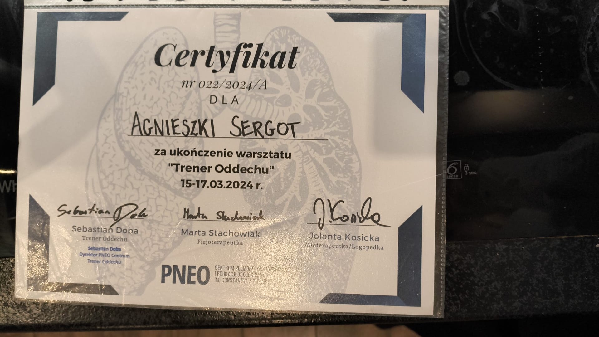 Certyfikat: Trener Oddechu